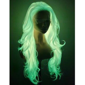 Pink Glow In The Dark Noctilucent Heat Friendly Synthetic Lace Front Wig